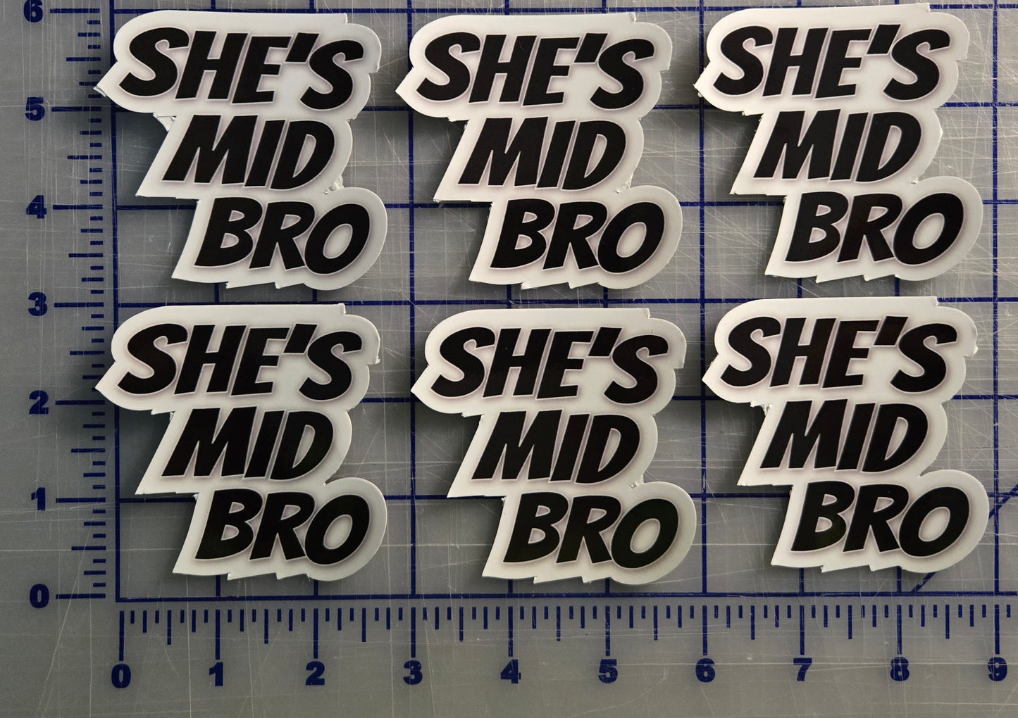 SHE'S MID BRO Vinyl Graphics, 6 pack