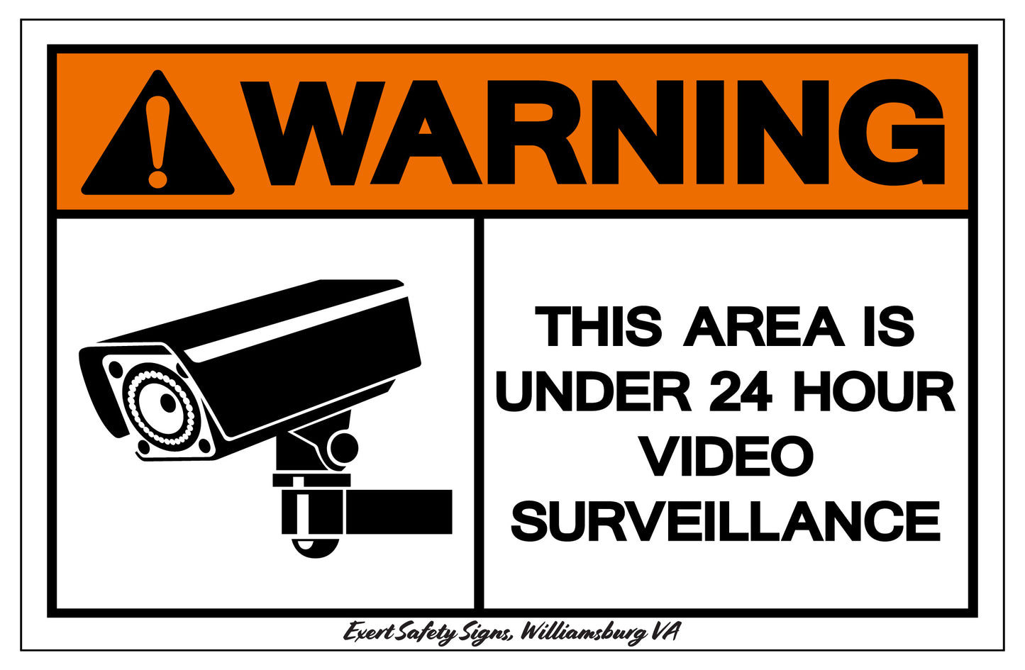 24 Hour Surveillance Stickers, 7"x5", 2-Pack