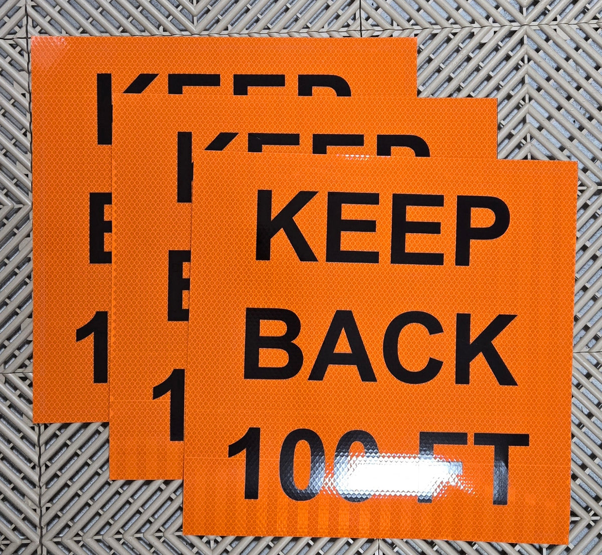 KEEP BACK 100 FT GRAPHICS, 14" X 14"