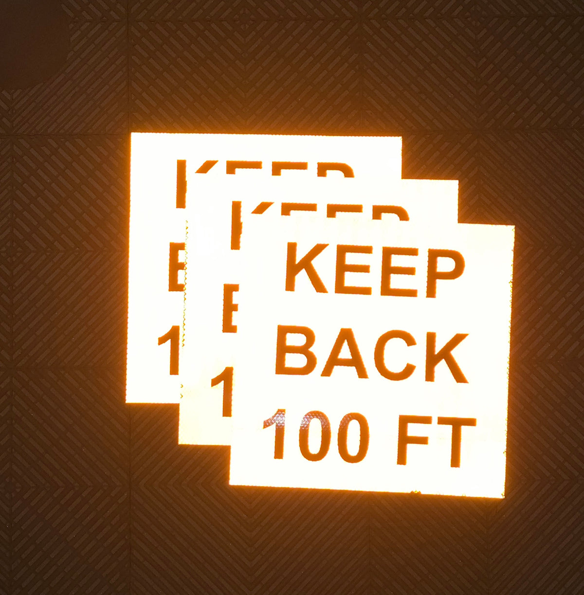 KEEP BACK 100 FT GRAPHICS, 14" X 14"