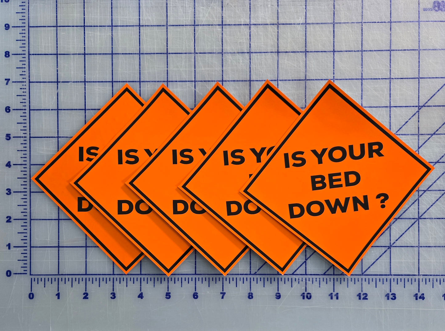 IS YOUR BED DOWN - CAUTION STICKER