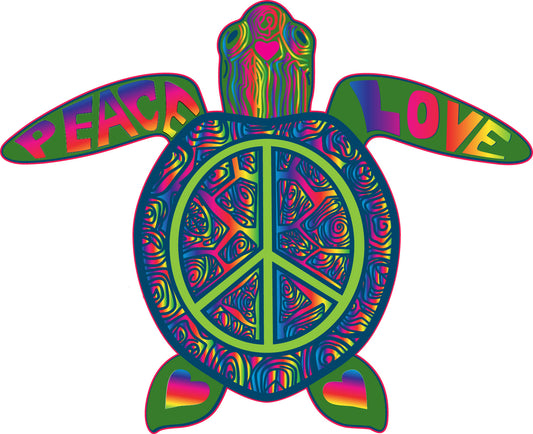 Turtle Sticker (Peace & Love), 2 Pack